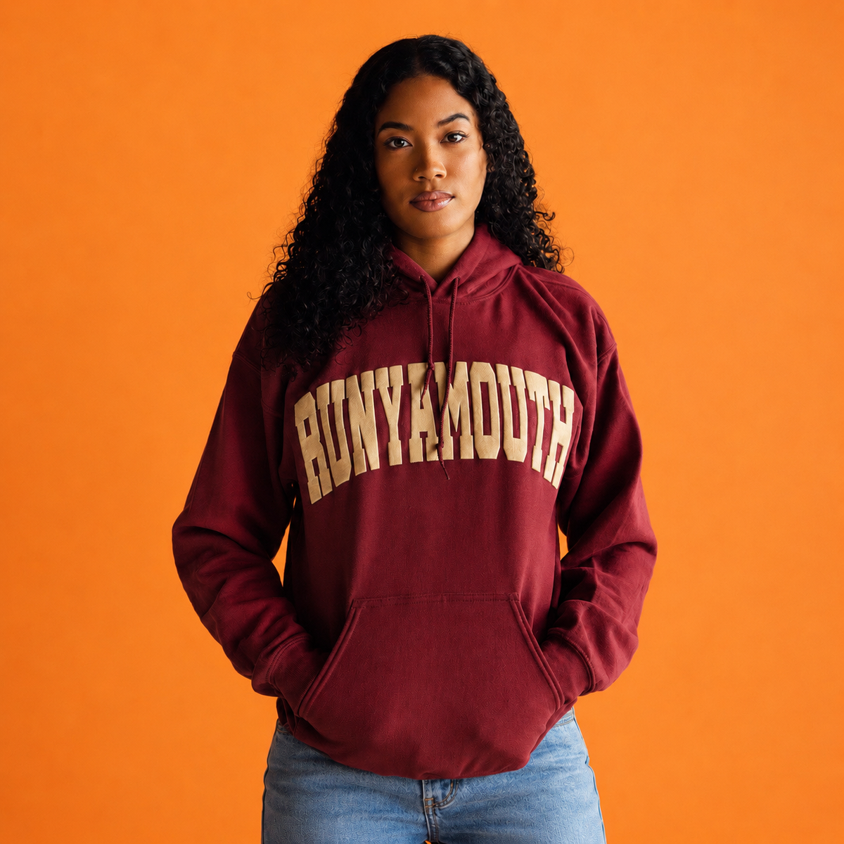 CLASSIC ARCH LOGO HOODIE PUFF PRINT (GARNET/NATURAL)