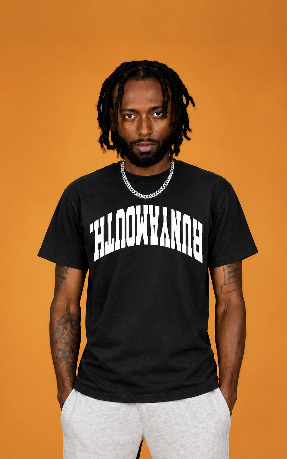 RUNYAMOUTH REVERSE ARCH LOGO TEE (BLACK/WHITE)