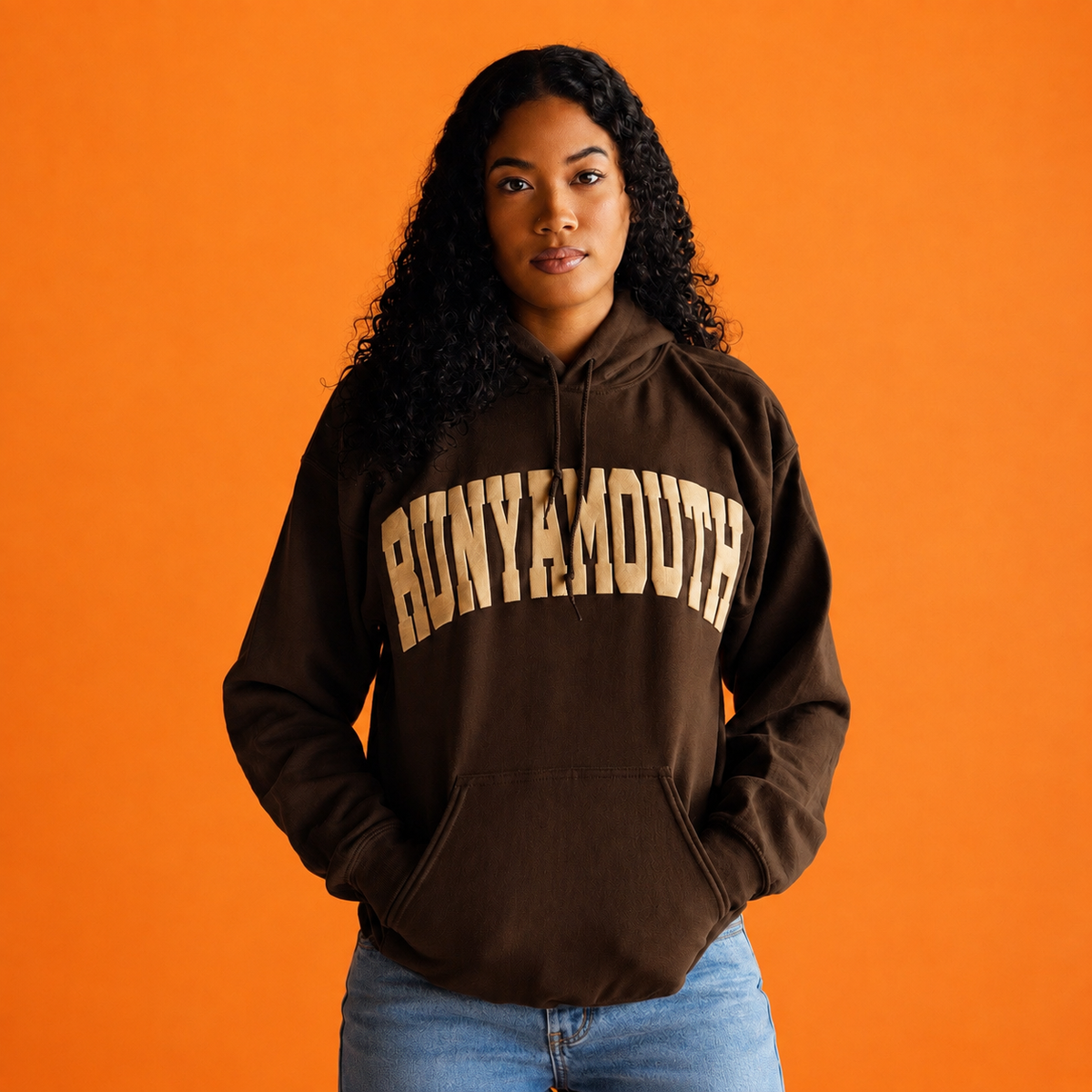 CLASSIC ARCH LOGO HOODIE PUFF PRINT (BROWN/NATURAL)