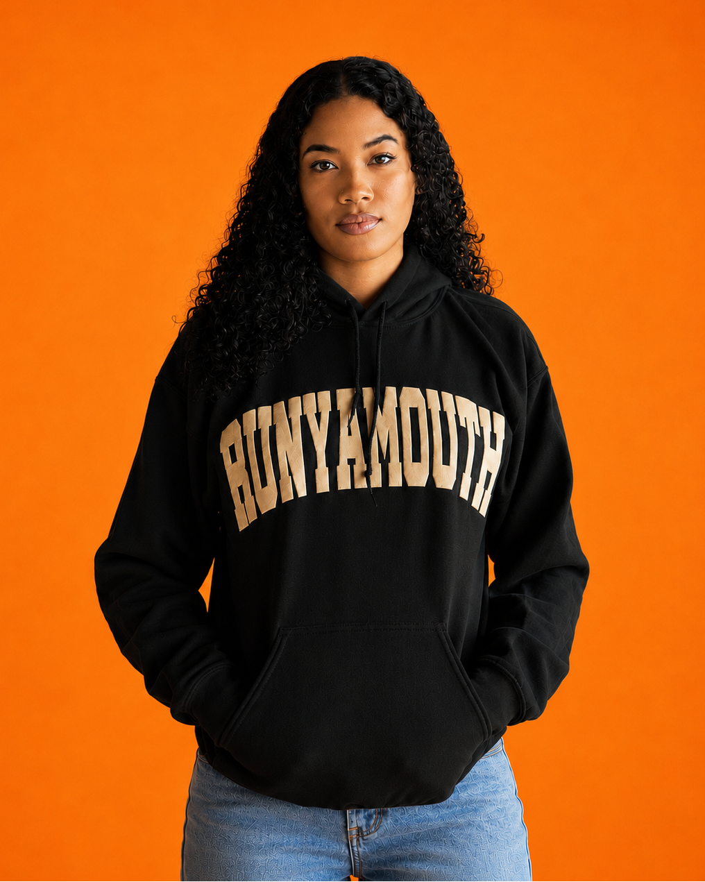 CLASSIC ARCH LOGO HOODIE PUFF PRINT (BLACK/NATURAL)