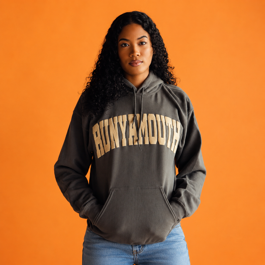 CLASSIC ARCH LOGO HOODIE PUFF PRINT (CHARCOAL/NATURAL)